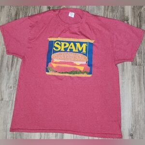 Vintage Spam Logo Food Hanes Red T-shirt Size Large‎